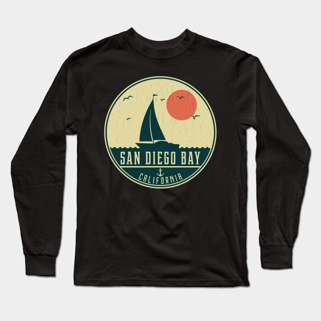 San Diego Bay California Sailing Design Long Sleeve T-Shirt by dk08